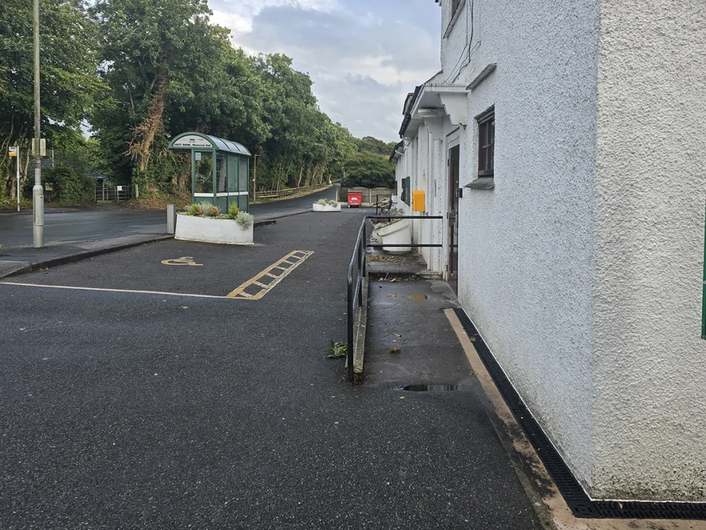 Accessible entrance and arrival route at Slyne with Hest Memorial Hall