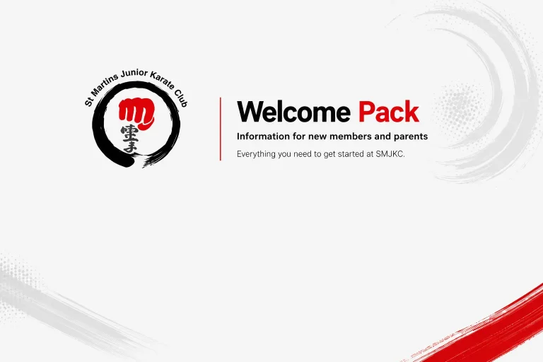 Cover graphic for the St Martins Junior Karate Club Welcome Pack