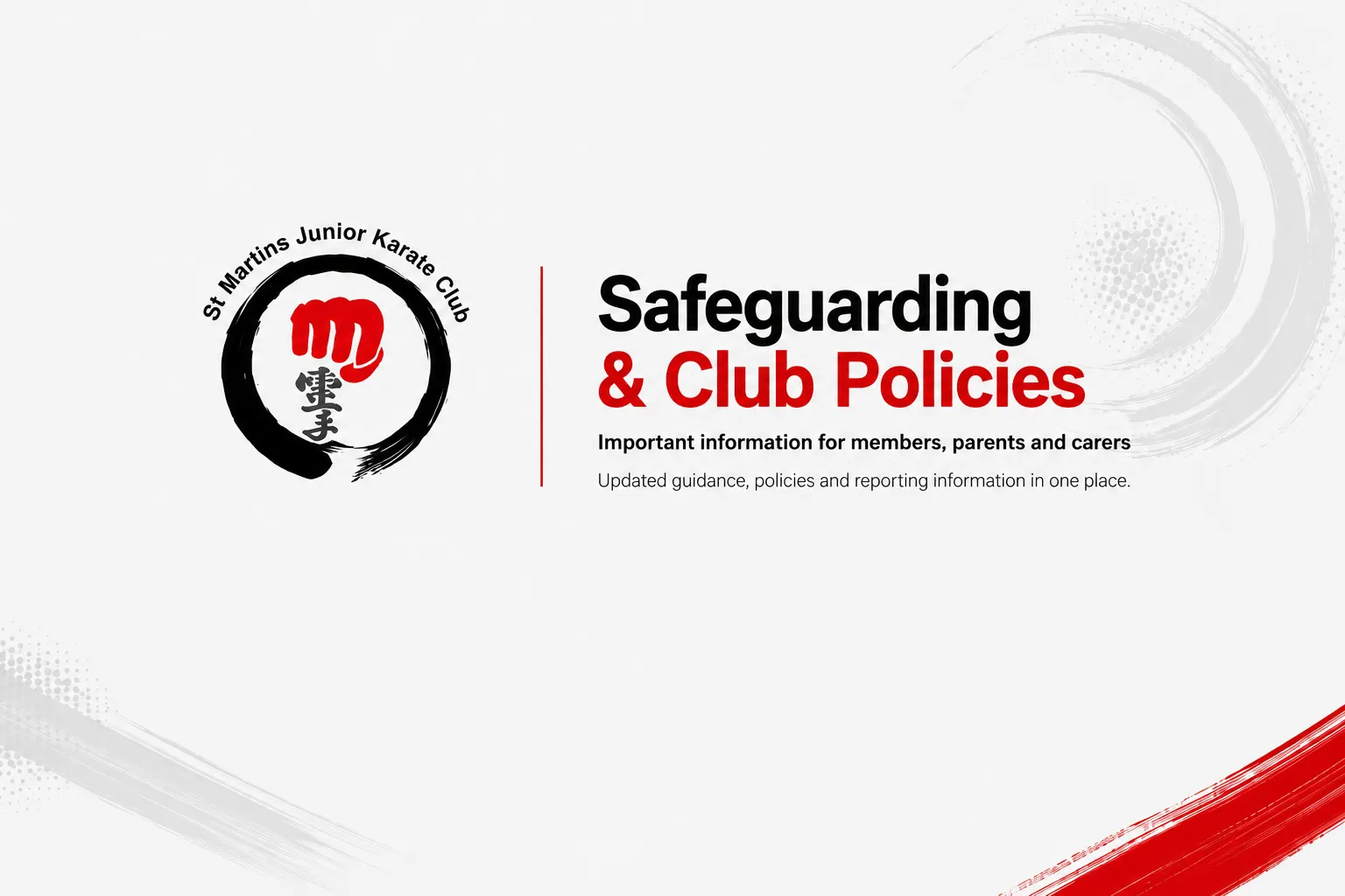 Cover graphic for St Martins Junior Karate Club safeguarding and club policies
